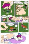 2014 agouti-rex american_opossum amphibian anthro axolotl belly breasts charly_(mpff) comic female group hair hi_res imminent_vore inside larger_female mammal marine marsupial mole_salamander nude nude_female orange_hair overweight purple_hair salamander size_difference speech_bubble text trio