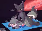 absurd_res anal anal_penetration animal_genitalia animal_penis anthro blush bodily_fluids canine_genitalia canine_penis claws cum cum_on_body dragon duo entwined_tails eyes_closed fangs fur fur_markings furred_dragon furred_scalie genital_fluids genitals heart_symbol hi_res iradeon lying male male/male markings mythological_creature mythological_scalie mythology nuclear54_(character) penetration penis scalie sean_(senz) senz shaking tail tail_coil teeth text thrusting tongue tongue_out trembling x-ray_view yoga_mat