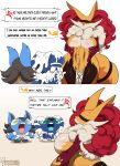 animated anthro aoi_the_slimecat big_eyes blindfold blue_tongue clothing coat comic delphox female fluffy generation_4_pokemon generation_6_pokemon group hi_res inner_monologue lab_coat looking_at_another lucario male male/female meme meowstic moisesgrafic nintendo pokemon pokemon_(species) pseudo_clothing serena_za_warudo_(genozawarudo) silly_face slime thinking tongue topwear trio yapping