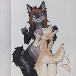 anthro between_breasts breast_grab breasts brother_(lore) brother_and_sister_(lore) canid canine canis duo face_between_breasts female fluffy hand_on_breast hi_res implied_incest ink_architect male male/female mammal nuzzling sabbyth sarentha_(sabbyth) scruffy sibling_(lore) sister_(lore) tail tail_motion tailwag wolf