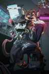 absurd_res african_wild_dog american_opossum anthro barotrauma camera canid canine canis captain clothing coverall domestic_dog footwear hat headgear headwear hi_res male mammal marsupial muscular rocko_the_opo sangy shoes slim submarine technician vehicle watercraft
