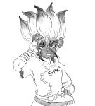 absurd_res alternate_species anime_eyes anime_style bandage bandaged_arm bandages_only belt clothing collarbone dr._stone efradraws eyebrows fangs formula fur furrification graphite_(artwork) hair haplorhine hi_res japanese_macaque macaque male mammal monkey nails old_world_monkey primate senku_ishigami simple_background sketch smile solo spiky_hair teeth thick_eyebrows traditional_media_(artwork) white_background white_body white_fur white_hair