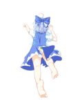  bad_id bad_pixiv_id barefoot blue_hair bow cirno from_behind full_body hair_bow highres panties plhsxf short_hair simple_background solo touhou underwear white_background 