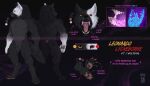 2024 abstract_background anthro black_nose canid canine cutaway dated featureless_crotch front_view fur glistening glistening_eyes gloves_(marking) grey_body grey_fur heterochromia hi_res looking_at_viewer male male_anthro mammal markings model_sheet mouth_shot muscular muscular_anthro muscular_male nude open_mouth rear_view red_eyes riorix solo soul_vore spotted_arms spotted_legs white_markings yellow_eyes