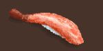  brown_background fish_(food) food food_focus from_above hisachan55cute nigirizushi no_humans original pixel_art rice scenery shadow shrimp simple_background sushi 