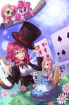  &#9824; &#9827; &#9830; &lt;3 alice_in_wonderland angel_(mlp) blue_eyes bow card cleavage clock clothed clothing dress equine female femy_little_pony five_of_clubs flower fluttershy_(mlp) four_of_spades friendship_is_magic friendship_is_magicmale grass green_eyes group hair hat horse human humanized jggjqm522 male mammal my_little_pony nine_of_clubs pegasus pink_hair pinkie_pie_(mlp) playing_card pocket_watch pony six_of_hearts square_crossover top_hat two_of_hearts watch wings 