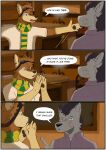 absurd_res ambiguous_species anthro bar black_hair blue_eyes brown_body brown_fur canid canine canis clothing comic curb_your_enthusiasm dark_matter_(li&#039;l_melon) dialogue duo english_text facial_scar ferrx flannel_shirt flight_goggles fur gesture grey_body grey_fur hair hand_gesture hands_up head_tuft hi_res inside li&#039;l_melon looking_at_another male mammal mohawk motion_lines narrowed_eyes pawpads pointing scar scarf shirt speech_bubble squint strays_in_paradise t-shirt text topwear tuft wolf