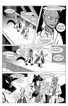 2011 animal_humanoid antennae_(anatomy) anthro arthropod arthropod_humanoid big_claws black_and_white black_body black_claws black_fur black_tail cheek_tuft claws clenched_teeth clothing coat comic countershade_neck countershading dialogue duo english_text eyewear facial_tuft fur glasses gulonine hair hand_in_pocket hi_res humanoid inner_ear_fluff insect insect_humanoid insect_wings inside jack_salem lab_coat long_claws long_tail looking_at_another mad_scientist male mammal marten monochrome mustelid musteline pince-nez pockets roz_gibson sable_(marten) smile speech_bubble tail talking_to_another teeth text topwear trenchcoat tuft walking whiskers wings