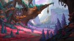  1other chinnkun crystal fantasy landscape mountain mushroom nature original painterly red_grass ship tengu tree watercraft watermark window 