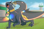 absurd_res ambiguous_gender anthro black_body digitigrade dragon feet feral hi_res hisone_to_masotan internal long_neck mammal masotan membrane_(anatomy) membranous_wings multicolored_body mythological_creature mythological_scalie mythology open_mouth pink_tongue portrait scalie tail thick_thighs tongue vore wings