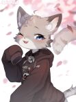 animal_humanoid anthro bell bell_collar blue_eyes blush bottomless cat_humanoid clothed clothing collar felid felid_humanoid feline feline_humanoid female hi_res hoodie hoodie_only humanoid janiskisa mammal mammal_humanoid open_mouth solo tail topwear topwear_only whiskers_(lishka)