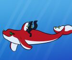 anthro canid canine canis cetacean dolphin female feral fox invalid_tag macro madaraoluv2 male mammal marina-fox marine micro oceanic_dolphin orca scuba sea shape_shifter swim_(disambiguation) swimming toothed_whale transformation underwater water whale wolf