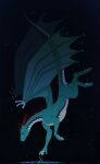 2024 absurd_res ambiguous_feral ambiguous_gender black_markings blue_body blue_eyes dated dorsal_frill dragon feral frill_(anatomy) head_crest head_frill hi_res horn liovchick markings membrane_(anatomy) membranous_wings mouth_closed mythological_creature mythological_scalie mythology neck_frill red_horn riorix scalie side_view solo tail tail_frill water white_body wings