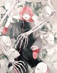  akatsuki_(naruto) akatsuki_uniform bone flower leaf male_focus mannequin naruto naruto_(series) naruto_shippuuden puppet red_hair sasori string tomekichi 