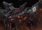 ambiguous_gender armored_core_(series) black_background black_body fromsoftware hi_res horn humanoid kreuzer00 machine mecha n-wgix/v not_furry red_eyes robot robot_humanoid simple_background solo tube wings
