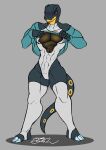 abs andromorph andromorph_anthro anthro black_body blush camel_toe claws clothed clothed_andromorph clothed_anthro clothing clothing_lift curvy_figure fairuz_(wayesh) grumpy hi_res hourglass_figure intersex intersex_anthro legwear leotard lizard monitor_lizard multicolored_body muscular muscular_andromorph muscular_anthro muscular_intersex orange_eyes red_sclera reptile scalie shirt shirt_lift signature skimpy solo standing sweater sweater_lift tail thigh_highs topwear two_tone_body wayesh yellow_body