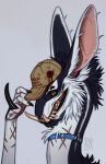 2024 ambiguous_form ambiguous_gender black_sclera blood blue_body blue_fur bodily_fluids dated fur glistening glistening_eyes grin hi_res looking_at_viewer nosebleed riorix simple_background smile solo species_request white_background white_body white_fur yellow_eyes