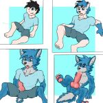 arrow_(disambiguation) autofellatio balls big_balls big_penis blue_body blue_eyes canid canine clothed clothing comic edward10186 erection genital_growth genitals growth huge_balls huge_penis human in invalid_tag knot male mammal masturbation mythological_canine mythological_creature mythology nsfw oral oral_masturbation pawpads penile penile_masturbation penis penis_growth solo the tongue tongue_out transformation werecanid werecanine werecreature werewolf
