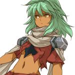  dark_skin emerada_(xenogears) green_hair gus_(clarkii) midriff navel scarf solo xenogears yellow_eyes 