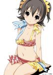  :o akagi_miria bad_id bad_twitter_id bikini black_hair blush brown_eyes idolmaster idolmaster_cinderella_girls kiya_shii navel pikapikapop short_hair short_twintails simple_background solo swimsuit twintails white_background 