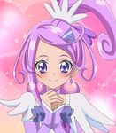  arm_warmers choker cure_sword curly_hair dokidoki!_precure earrings hair_ornament hairpin jewelry kenzaki_makoto magical_girl masako_(sabotage-mode) ponytail precure purple purple_choker purple_eyes purple_hair short_hair smile solo spade_(shape) spade_hair_ornament 