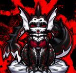 2025 always_soll anthro black_body clothing eeveelution female fin fishnet_clothing frill_(anatomy) generation_1_pokemon head_crest head_frill hi_res looking_at_viewer markings multicolored_body neck_frill nintendo pillow pokemon pokemon_(species) red_clothing red_markings red_sclera red_topwear red_underwear solo tail tail_fin thick_thighs topwear underwear vaporeon white_body white_eyes wide_hips