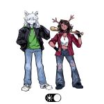 1:1 2025 anthro antlers asriel_dreemurr baseball_bat bat_(object) bottomwear bovid brown_body brown_fur brown_hair caprine clothed clothed_anthro clothing crop_top deer deltarune denim denim_bottomwear denim_clothing dess_holiday digital_drawing_(artwork) digital_media_(artwork) duo female fingerless_gloves flannel_shirt footwear freckled_face freckles full-length_portrait fully_clothed fully_clothed_anthro fur gloves goat hair handwear heartbreak_juan hi_res holding_bat hoodie horn jacket jeans looking_at_viewer male mammal multiple_poses new_world_deer pants portrait pose reindeer shirt shoes smile sneakers tomboy topwear torn_bottomwear torn_clothing torn_jeans torn_pants undertale undertale_(series) white_body white_fur white_hair