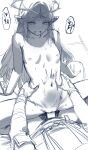  1boy 1girl arm_support blush breasts cartethyia_(wuthering_waves) clothed_male_nude_female collarbone crown_of_thorns gloves hetero hews highres leaning_back long_hair looking_down male_rover_(wuthering_waves) navel nipples nude open_mouth parted_bangs penis pointy_ears rover_(wuthering_waves) sex sidelocks sketch small_breasts stomach stomach_bulge sweat tacet_mark_(wuthering_waves) torso_grab very_long_hair wuthering_waves 