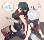 animal_humanoid big_breasts big_butt black_hair breasts butt cat_humanoid clothed clothing dialogue duo english_text erection felid felid_humanoid feline feline_humanoid female genitals grey_hair hair hi_res hot_dogging humanoid humanoid_genitalia humanoid_on_humanoid humanoid_penis jane_doe_(zenless_zone_zero) legwear male male/female mammal mammal_humanoid matemi mihoyo murid murid_humanoid murine murine_humanoid penis rat_humanoid rodent rodent_humanoid seth_lowell sex speech_bubble text thiren zenless_zone_zero