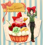  bad_id bad_pixiv_id black_hair blueberry bow bowtie cherry cupcake fate/zero fate_(series) food fruit green_eyes juliacco macaron male_focus solo strawberry sweets waver_velvet 