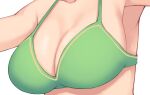  1girl armpits bikini breasts cleavage close-up green_bikini masou nichijou shadow swimsuit weboshii white_background 