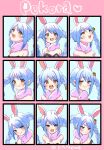  1girl :d animal_ear_fluff animal_ears bare_shoulders black_leotard braid breasts brown_eyes character_name commentary_request don-chan_(usada_pekora) dress heart highres hololive kiritoma leotard long_hair multiple_views rabbit-shaped_pupils rabbit_ears short_eyebrows small_breasts smile strapless strapless_dress strapless_leotard symbol-shaped_pupils thick_eyebrows twin_braids twintails twitter_username usada_pekora usada_pekora_(1st_costume) virtual_youtuber white_dress 