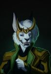2024 anthro blue_eyes bust_portrait clothed clothing dated felid front_view fur glistening glistening_eyes green_clothing green_topwear grin hair hi_res looking_at_viewer male male_anthro mammal portrait pupils riorix sharp_teeth slit_pupils smile solo teeth topwear whiskers white_body white_fur white_hair yellow_clothing yellow_topwear