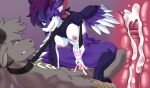 absurd_res amazon_position anthro avali balls beaverbastard blue_hair_tips bodily_fluids bovid breasts caprine chest_markings collar cowgirl_position cum cum_in_vagina cum_inside demon dominant dominant_female duo feathers female from_front_position fur genital_fluids genitals glowing_womb_tattoo goat gradient_hair grey_body grey_fur hair hi_res holding_leash holding_object horn humanoid_genitalia humanoid_penis inner_ear_fluff internal leash leash_pull long_hair male male/female mammal markings neck_tuft nipples nude on_bottom on_top penis power_bottom purple_body purple_feathers purple_hair seiun_(golddrake) sex size_difference small_dom_big_sub tuft vendal_(phantomotc) vulva white_body white_feathers winged_arms wings womb_tattoo yellow_markings
