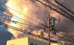  building cloud cloudy_sky condenser_unit highres hisachan55cute morning no_humans original out_of_frame pixel_art power_lines railing scenery sky sunlight sunrise utility_pole 