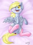  amber_eyes blonde_hair blush cutie_mark derpy_hooves_(mlp) equine female feral friendship_is_magic fur grey_fur hair hellticket horse insertion mammal my_little_pony one_eye_closed open_mouth pegasus penetration pony pussy sex_toy socks solo vaginal vaginal_insertion vaginal_penetration wings 