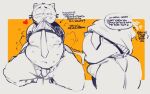 anthro bedroom_eyes belly_fucking big_butt blush bodily_fluids bottomwear bulge butt clothed clothing clothing_lift cum cum_in_navel dialogue domestic_cat felid feline felis genital_fluids heart_symbol hi_res kneeling lucas_(elchilenito) male mammal narrowed_eyes neato5 necktie overweight overweight_male pants precum precum_through_clothing precum_through_underwear seductive shirt shirt_lift solo steam tenting topwear underwear wet wet_clothing