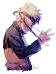  1boy blonde_hair blue_eyes closed_mouth forehead_protector highres jacket long_sleeves male_focus naruto_(series) naruto_shippuuden ninja orange_jacket simple_background solo spiked_hair upper_body uzumaki_naruto white_background zifletts 