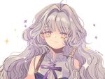  1girl ahoge bare_shoulders blonde_hair grey_hair hair_intakes looking_at_viewer mabinogi reinforced rowan_(mabinogi) simple_background sleeveless smile 