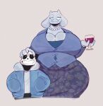 alcohol animated_skeleton anthro beverage big_breasts bodily_fluids bone bottomwear bovid breasts caprine cleavage clothed clothing curvy_figure duo eyewear female floppy_ears fur glasses head_grab hi_res hoodie horn huge_breasts jewelry long_ears male mammal mature_anthro mature_female necklace peculiart sans_(undertale) skeleton skirt slightly_chubby sweat teeth thick_thighs topwear toriel undead undertale_(series) voluptuous white_body white_fur wide_hips wine