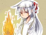  bad_id bad_pixiv_id fire flame fujiwara_no_mokou red_eyes ribbon silver_hair sketch solo tlkwan touhou upper_body white_hair 