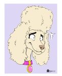 2025 canid canine canis collar collar_tag domestic_dog fangs female feral fur headshot_portrait honey_(housebroken) housebroken mammal marcushunter mouth_closed poodle portrait signature solo teeth wide_eyed worried worried_look