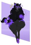 2024 anthro areola big_breasts black_body black_breasts breasts claws colored_claws digital_media_(artwork) ear_piercing female fur generation_5_pokemon hand_on_breast hi_res highlights_(coloring) huge_breasts huge_thighs illusion looking_at_viewer nintendo nipples open_mouth piercing pokebraix pokemon pokemon_(species) purple_areola purple_body purple_claws purple_highlights purple_nipples purple_tail purple_tongue sitting solo tail thick_thighs tongue zoroark