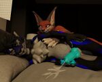 abdominal_bulge anal anal_penetration archy_fox balls bodily_fluids canid canine canis cum cum_inflation cum_inside devious_grin dipstick_ears duo ear_markings erection eyeshadow fingerless_(marking) fingerless_gloves_(marking) fox from_behind_position fur fur_markings genital_fluids genitals gloves_(marking) glowing glowing_eyes glowing_genitalia glowing_penis glowing_tongue hand_on_hip hi_res inflation looking_pleasured lying makeup male male/male male_penetrated male_penetrating male_penetrating_male mammal markings multicolored_ears muscular nude on_bottom on_side open_mouth penetration penile penis sex smile spoon_position tail teeth tongue wolf zack_(character) zack_the_wolf