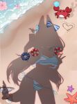  absurdres beach bikini blue_bikini commentary crab dressed_shadow_(meme) hashtag-only_commentary highres indie_virtual_youtuber meme nova_moonfang ocean sameko_saba side-tie_bikini_bottom starfish swimsuit symbol-only_commentary unworn_bikini unworn_bikini_bottom unworn_bikini_top 
