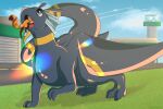 absurd_res ambiguous_gender anthro black_body digitigrade dragon feet feral hi_res hisone_to_masotan internal long_neck mammal masotan membrane_(anatomy) membranous_wings multicolored_body mythological_creature mythological_scalie mythology open_mouth pink_tongue portrait scalie tail thick_thighs tongue vore wings