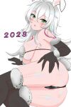  1girl 2023 aged_up alternate_hair_length alternate_hairstyle animal_ears arm_support bare_shoulders bikini black_bikini black_gloves black_thighhighs boots breasts commentary_request dated elbow_gloves fake_animal_ears fake_tail fate/apocrypha fate_(series) feet_out_of_frame full_body fur-trimmed_gloves fur-trimmed_thighhighs fur_bikini fur_trim gloves green_eyes hair_between_eyes hand_on_own_thigh highres jack_the_ripper_(fate/apocrypha) large_breasts long_bangs long_hair looking_at_viewer lying maria_the_ripper messy_hair nontraditional_playboy_bunny on_side parted_lips partial_commentary playboy_bunny rabbit_ears rabbit_tail sakura_kyuma scar scar_across_eye scar_on_cheek scar_on_face shiny_skin shoulder_tattoo sideboob simple_background solo string_bikini swimsuit tail tattoo thigh_boots thighhighs thighs white_background 