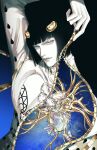  1boy argyle_clothes bob_cut bruno_bucciarati cleavage_cutout clothing_cutout colored_skin hair_ornament hairclip hashtag-only_commentary heart_(organ) highres jojo_no_kimyou_na_bouken male_focus pectorals polka_dot solo stand_(jojo) vento_aureo white_skin zhhy3324 zipper zipper_pull_tab 