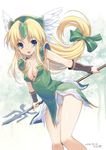  :d bad_id bad_twitter_id blonde_hair blue_eyes blush bow breasts cleavage hair_bow helmet kiya_shii long_hair looking_at_viewer low-tied_long_hair medium_breasts open_mouth panties pantyshot polearm riesz seiken_densetsu seiken_densetsu_3 smile solo spear underwear very_long_hair weapon white_panties winged_helmet 