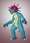 abstract_background absurd_res anthro asian_mythology demon east_asian_mythology gabara godzilla_(series) hi_res japanese_mythology kaiju male mane monster mythology oni oni_teeth partlysmith redesign shaggy_hair solo toho yokai